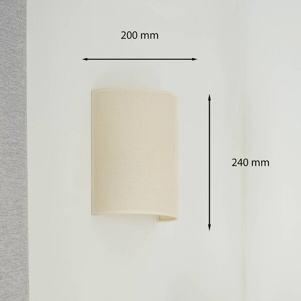 Duolla Celine fali lámpa, bézs, szövet, E27, Krém / borostyánsárga, Nappali / Étkező, Textil / szövet / selyem