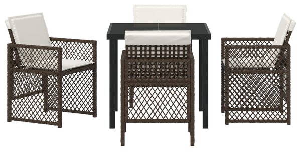 Kert étkező szett 5 pcs Barna polirattan