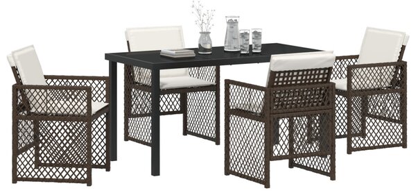 Kert étkező szett 5 pcs Barna polirattan