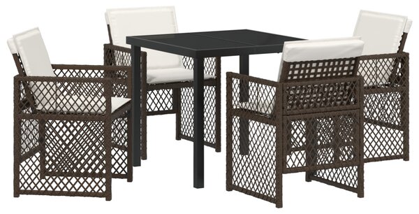 Kert étkező szett 5 pcs Barna polirattan