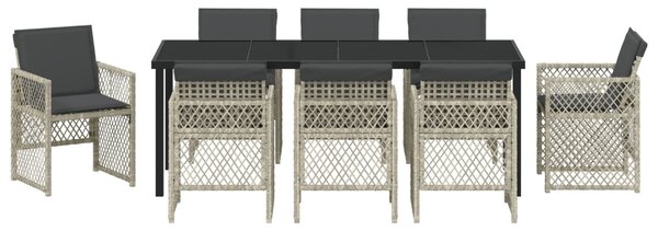 Kert étkező szett 9 pcs Világosszürke polirattan