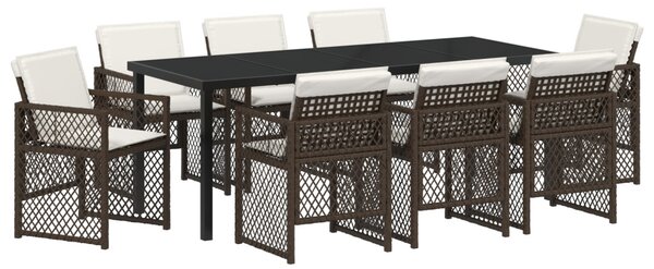 Kert étkező szett 9 pcs Barna polirattan
