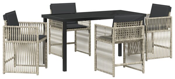 Kert étkező szett 5 pcs Világosszürke Porszórt acél