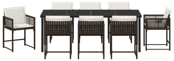 Kert étkező szett 9 pcs Barna polirattan