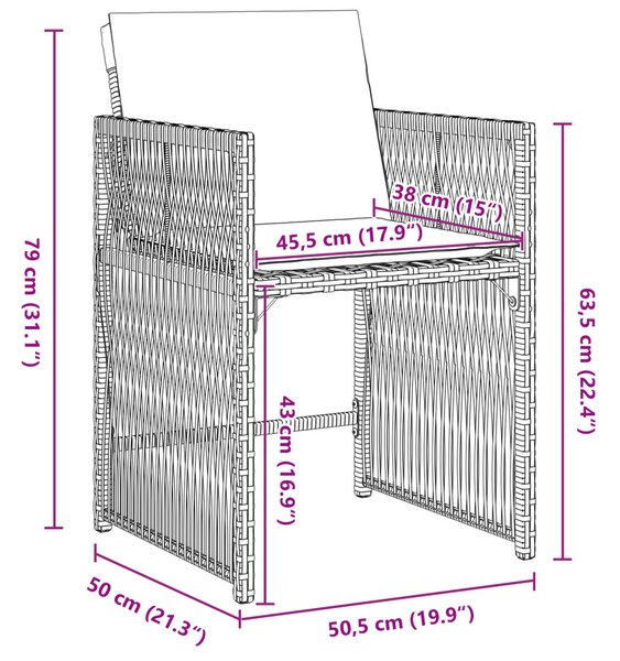 Kert étkező szett 5 pcs Barna polirattan