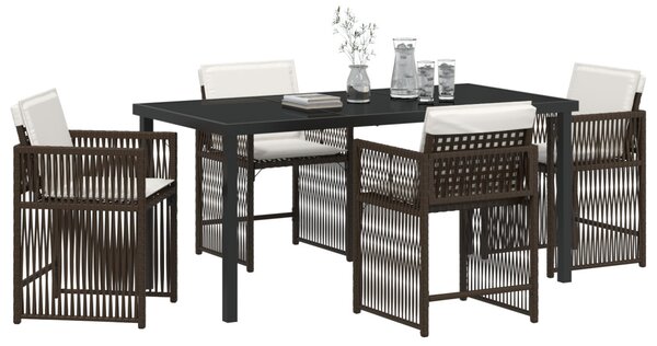 Kert étkező szett 5 pcs Barna polirattan