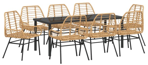 Kert étkező szett 9 pcs Barna polirattan