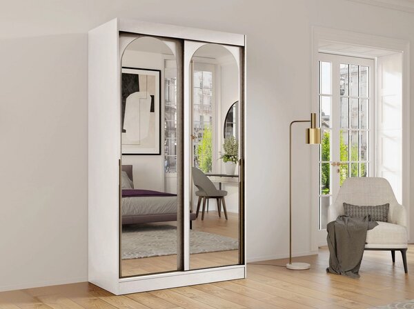 Szekrény tükörrel 120 cm IVAFE - kasmír / arany
