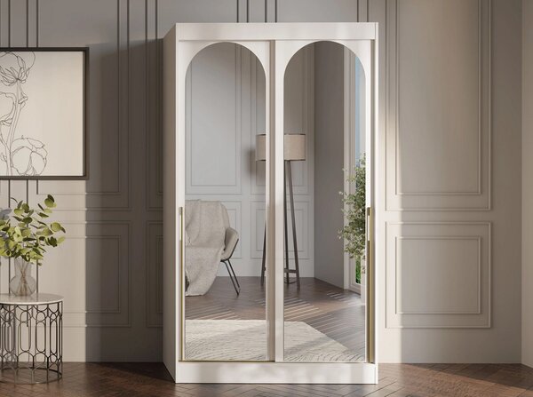 Szekrény tükörrel 120 cm IVAFE - kasmír / arany