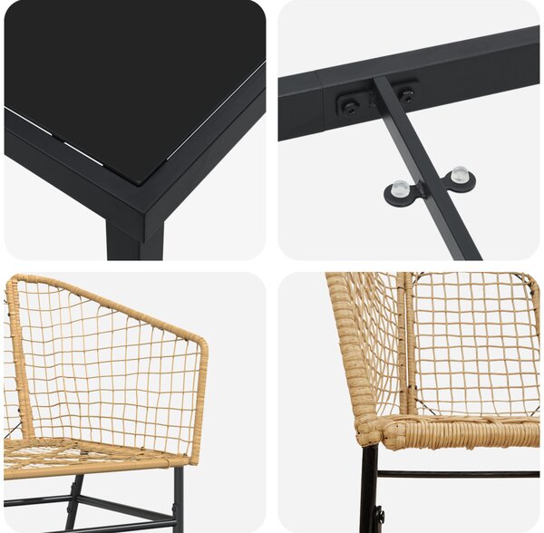 Kert étkező szett 7 pcs Barna polirattan