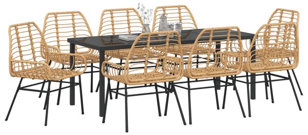 Kert étkező szett 9 pcs Barna polirattan