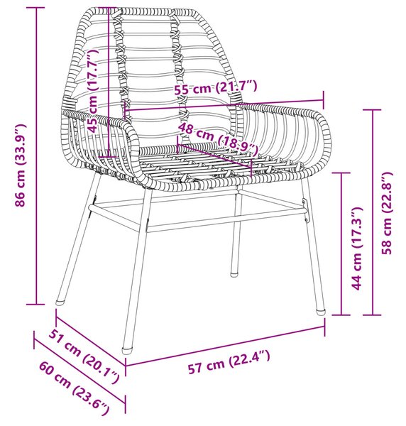 Kert étkező szett 9 pcs Barna polirattan