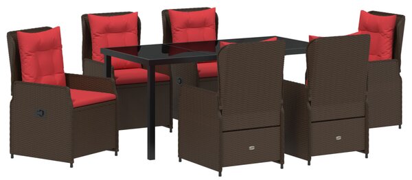 Kert étkező szett párnával 7 pcs Barna Poli rattan