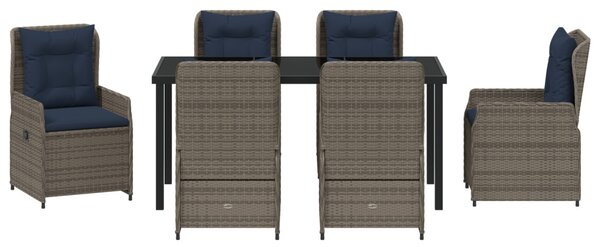 Kert étkező szett párnával 7 pcs Szürke Poli rattan