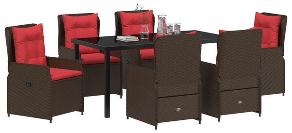 Kert étkező szett párnával 7 pcs Barna Poli rattan