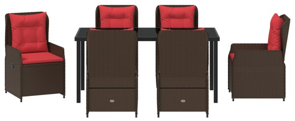 Kert étkező szett párnával 7 pcs Barna Poli rattan