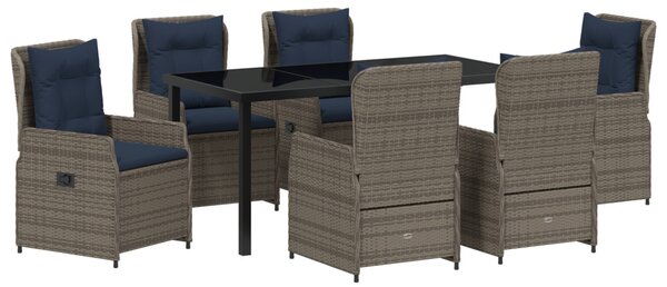 Kert étkező szett párnával 7 pcs Szürke Poli rattan