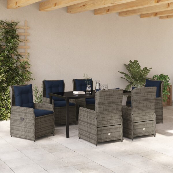 Kert étkező szett párnával 7 pcs Szürke Poli rattan