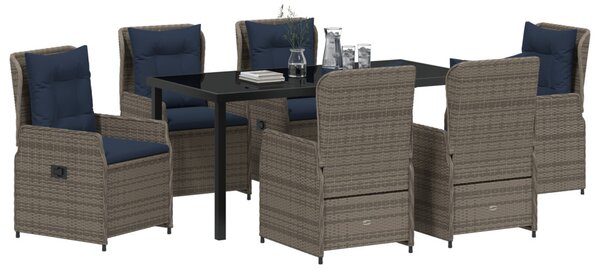 Kert étkező szett párnával 7 pcs Szürke Poli rattan
