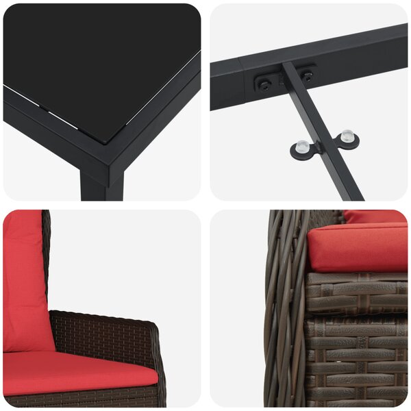 Kert étkező szett párnával 7 pcs Barna Poli rattan