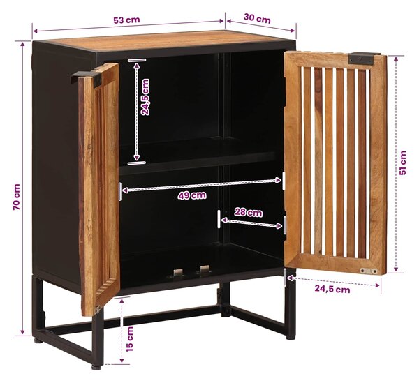 VidaXL Széf 53 x 30 x 70 cm Tömör Mangófa és Műszaki Fa