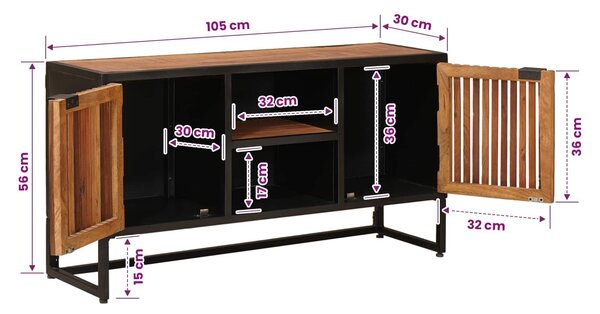 VidaXL Széf 105 x 30 x 55 cm Tömör Mangófa és Műszaki Fa