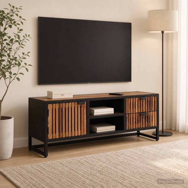 VidaXL TV szekrény 105 x 30 x 40 cm Tömör Mangófa és Műszaki Fa