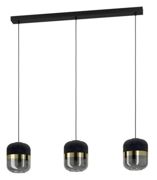 EGLO , 39919 , SINSIGA , függeszték , E27 , 3X40W , IP20 , fekete, arany, fekete-átlátszó