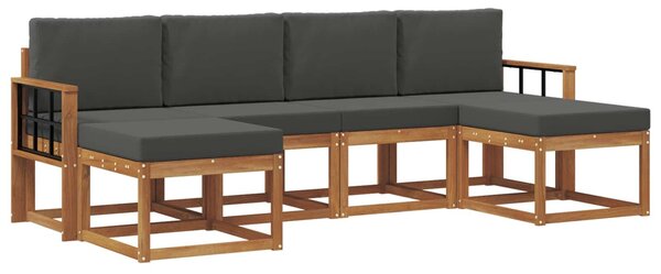 Kültéri kanapé szett párnával 6 pcs Természetes és antracit