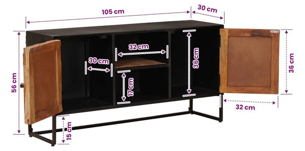 VidaXL Széf 105 x 30 x 55 cm Tömör Reclaim Fa és Mérnöki Fa