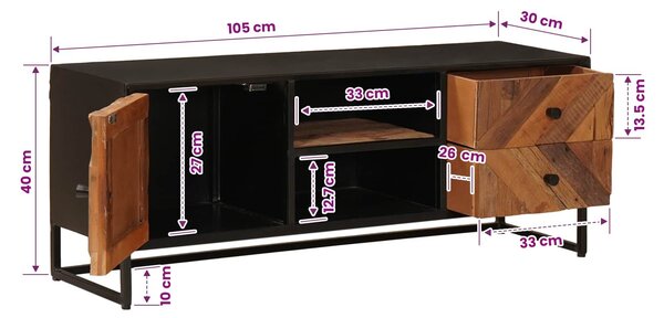VidaXL TV szekrény 105 x 30 x 40 cm Tömör Reclaim Fa és Mérnöki Fa