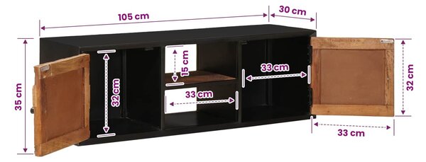 VidaXL TV szekrény 105 x 30 x 35 cm Tömör Reclaim Fa és Mérnöki Fa