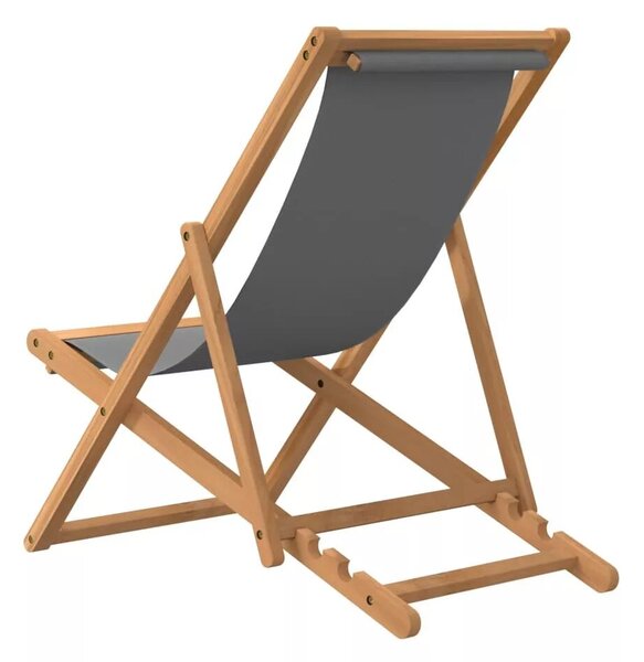 VidaXL szürke összecsukható tömör tíkfa strandszék
