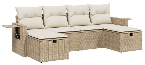 VidaXL Polyrattan Kerti Ülőgarnitúra - 6 részes - Bézs