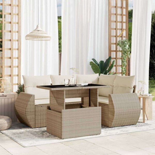 VidaXL Polyrattan Kerti Ülőgarnitúra - 5 részes - Bézs