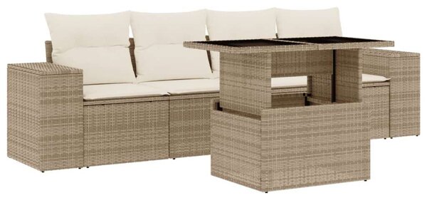 VidaXL Polyrattan Kerti Ülőgarnitúra - 5 részes - Bézs