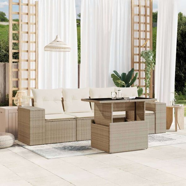 VidaXL Polyrattan Kerti Ülőgarnitúra - 5 részes - Bézs
