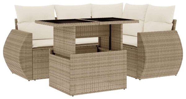 VidaXL Polyrattan Kerti Ülőgarnitúra - 5 részes - Bézs