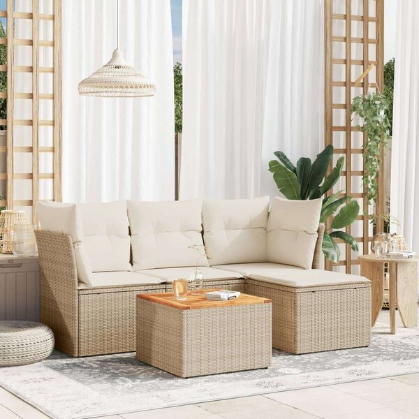 VidaXL Polyrattan Kerti Ülőgarnitúra - 5 részes - Bézs