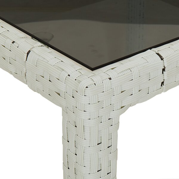 Kerti Étkezőasztal Fehér 190x90x75 cm Polirattan