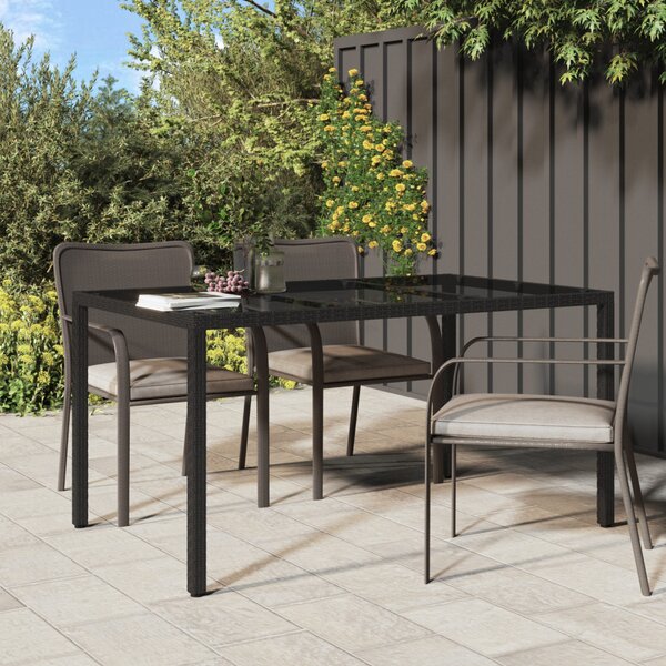 Kerti Asztal Fekete 150 x 90 x 75 cm polirattan