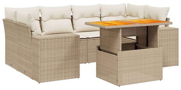 VidaXL Polyrattan Kerti Ülőgarnitúra - 7 részes - Bézs