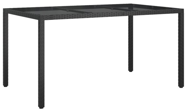 Kerti Asztal Fekete 150 x 90 x 75 cm polirattan