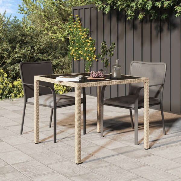 Kerti Asztal Bézs 90 x 90 x 75 cm polirattan