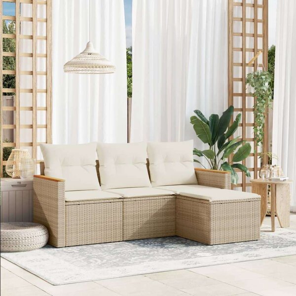 VidaXL Polyrattan Kerti Ülőgarnitúra - 4 részes - Bézs