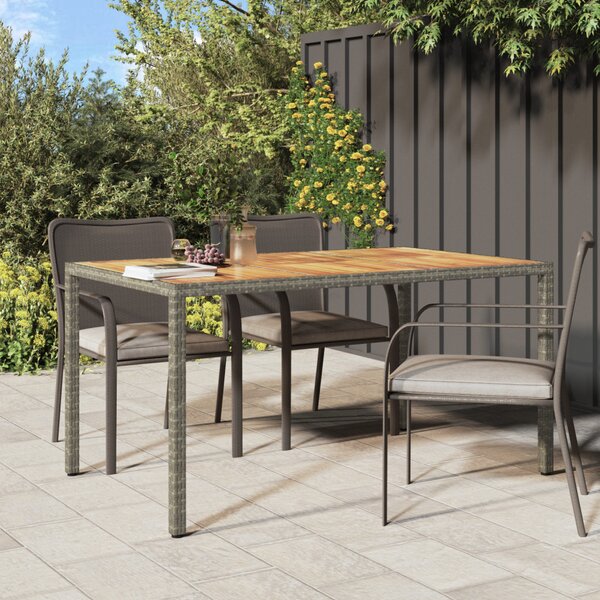 Szürke kerti étkezőasztal 150x90x75 cm Polirattan