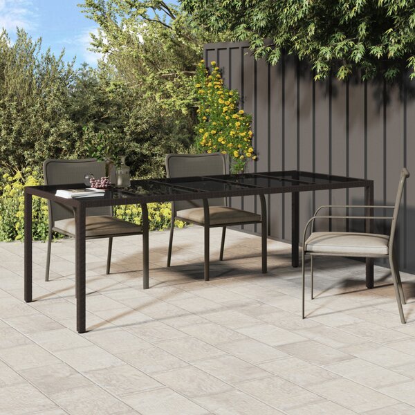 Kerti Étkezőasztal Barna 250x100x75 cm Polirattan
