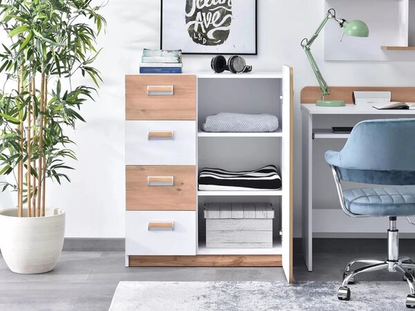 Kombinált fiókos komód CEDAR - nash tölgy / fehér