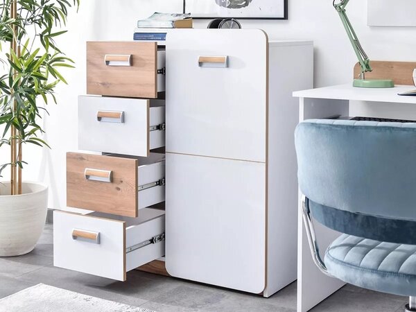 Kombinált fiókos komód CEDAR - nash tölgy / fehér