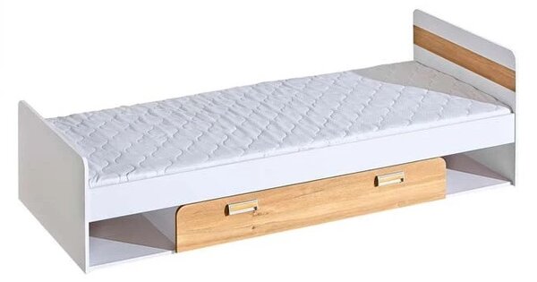 Egyszemélyes ágy 80x195 CEDAR fiókkal - nash tölgy / fehér